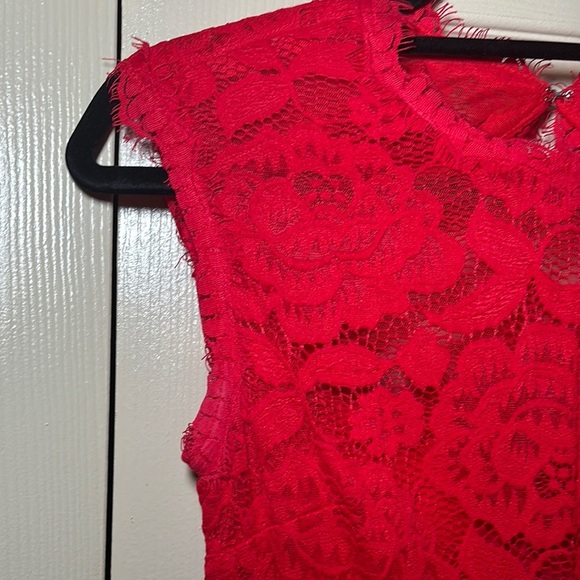 Betsy & Adam Red Cap Sleeve Prom Gown - Picture 6 of 11